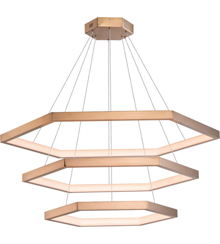 Hex Led 34 Inch Brushed Champagne Suspension Pendant Ceiling Light