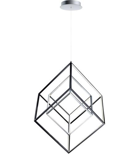 4 Square Led 31 Inch Black And Polished Chrome Single Pendant Ceiling Light