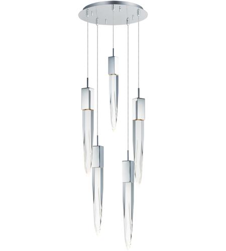 Quartz Led 16 Inch Polished Chrome Multi Light Pendant Ceiling Light