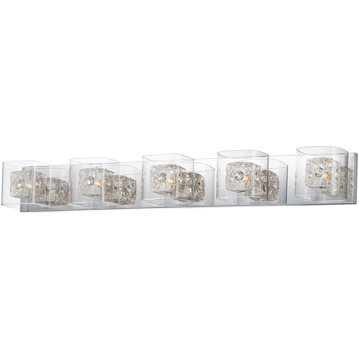ET2 E22835-18SVPC Gem 5 Light 39 inch Polished Chrome Bath Vanity Light Wall Light in Silver