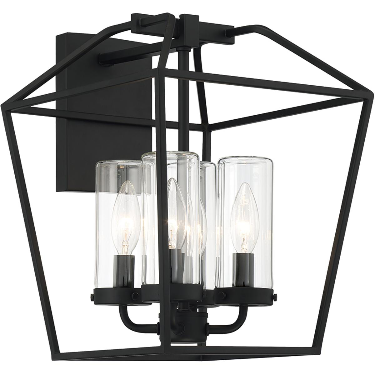 Eurofase 41958-018 Bastille 4 Light 14 inch Satin Black Outdoor Wall Sconce