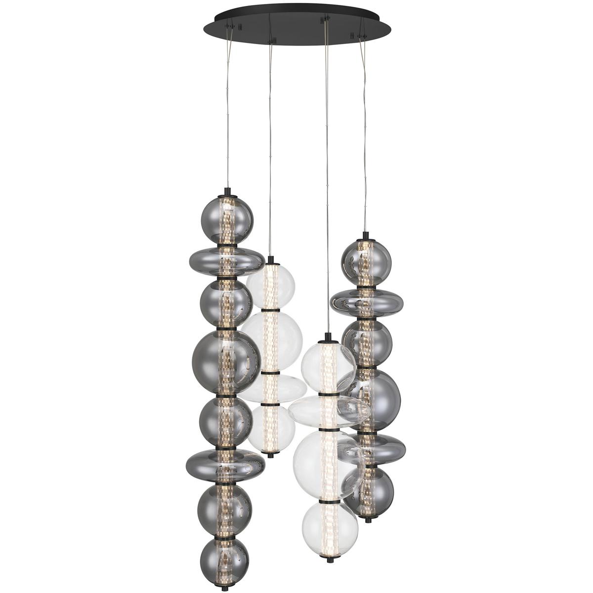 Eurofase 48960-038 Atomo 4 Light 29.5 inch Matte Black Multi Drop Chandelier Ceiling Light