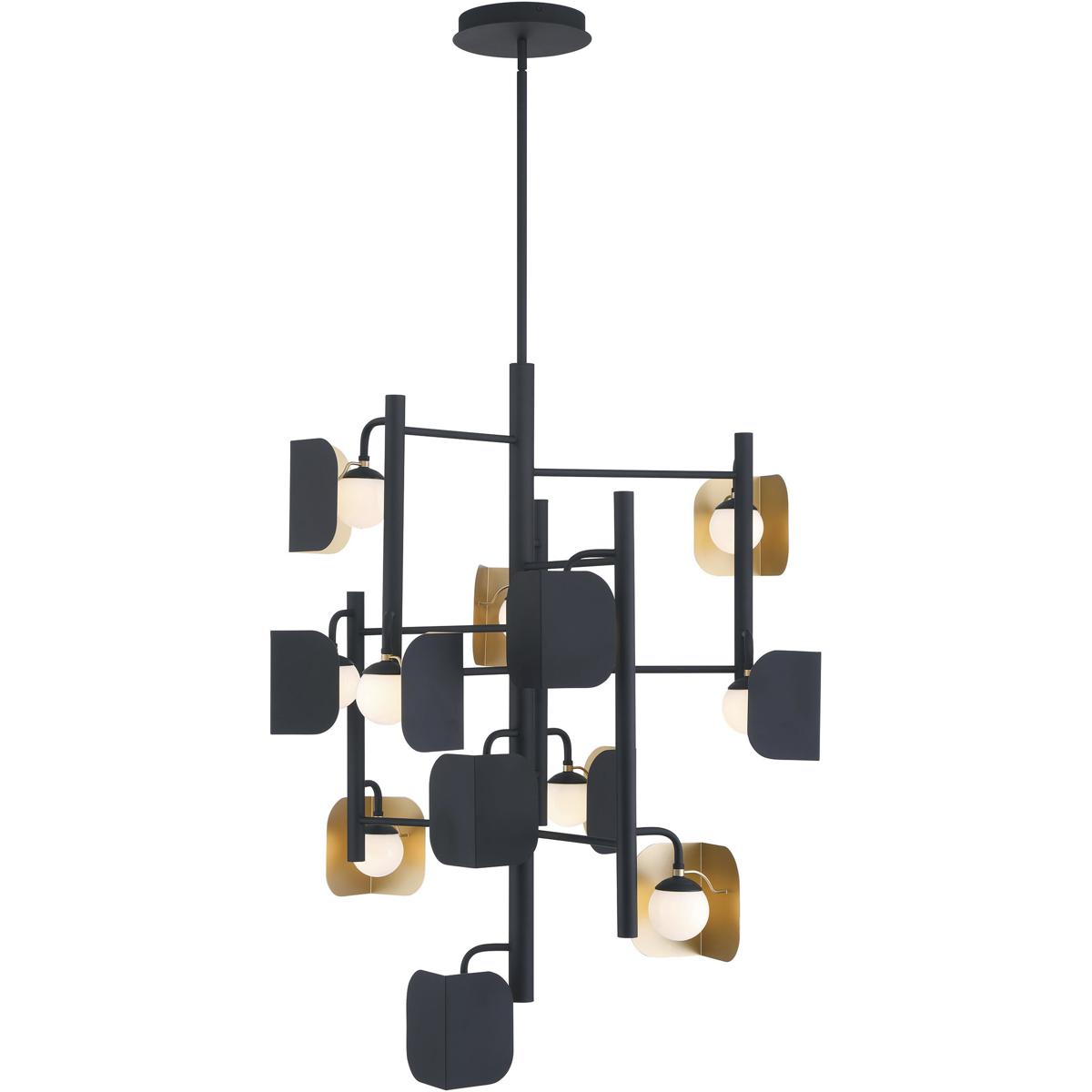 Eurofase 49228-014 Cornice 12 Light 36 inch Gold and Black Chandelier Ceiling Light