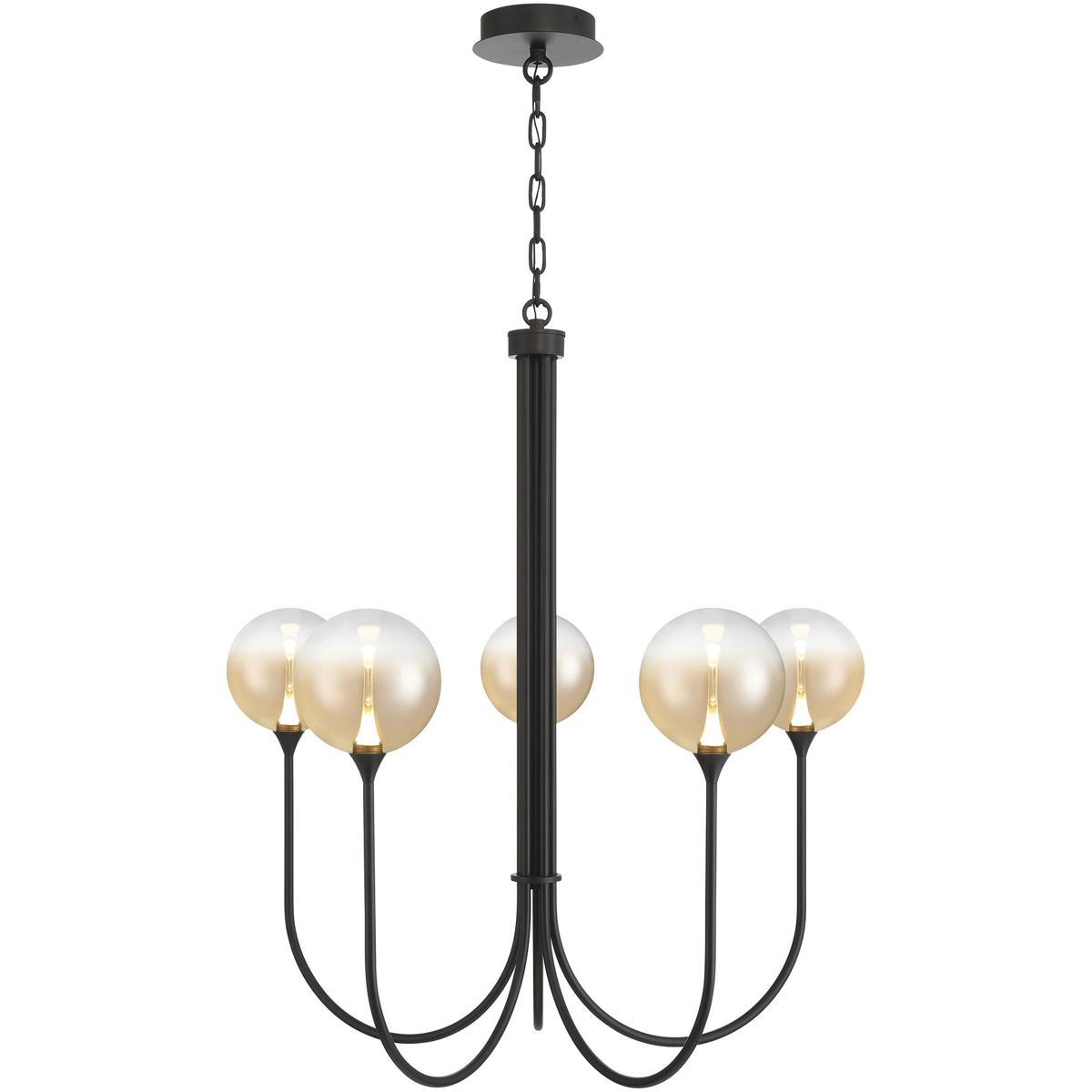 Eurofase 48923-039 Iissa 5 Light 34 inch Black Chandelier Ceiling Light in Amber