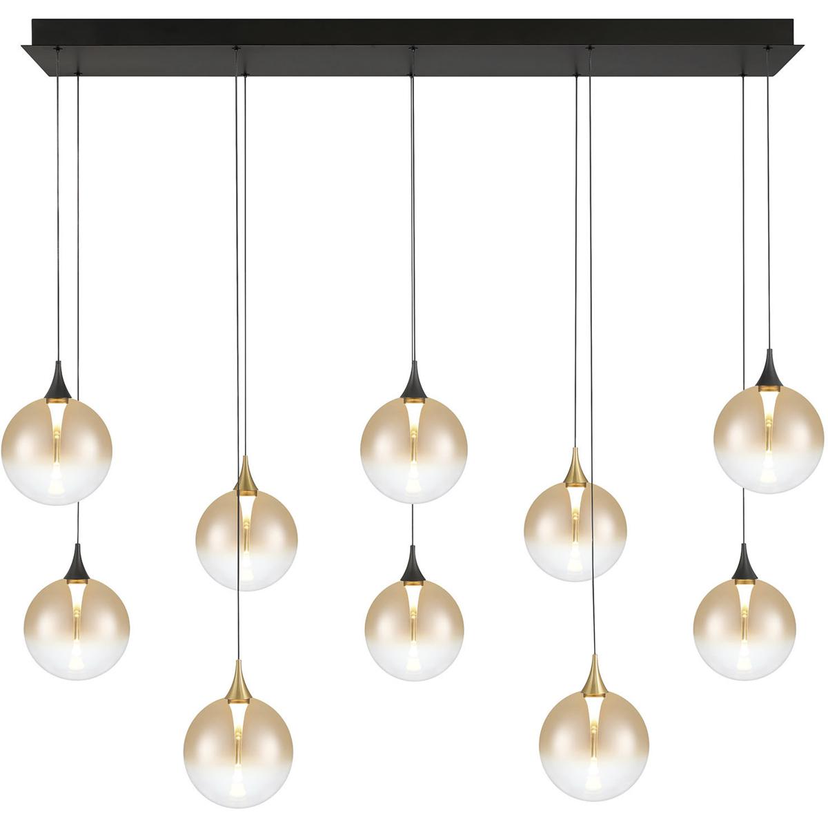 Eurofase 48934-039 Iissa 10 Light 15.5 inch Gold and Black Chandelier Ceiling Light in Amber