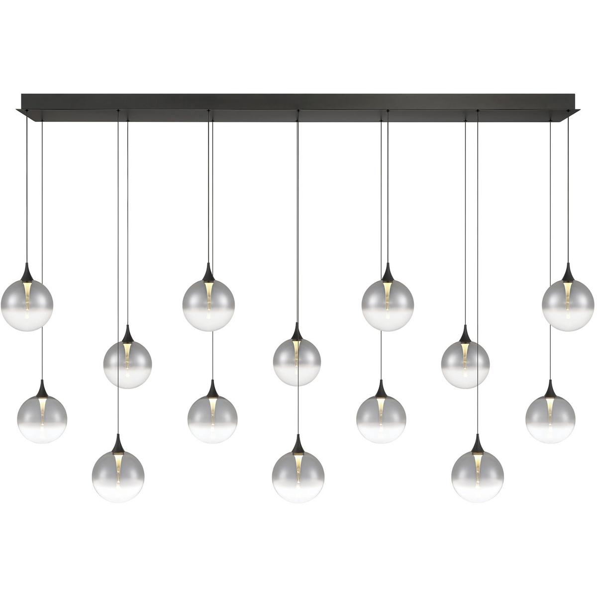 Eurofase 48939-027 Iissa 14 Light 15.5 inch Black Chandelier Ceiling Light in Smoke