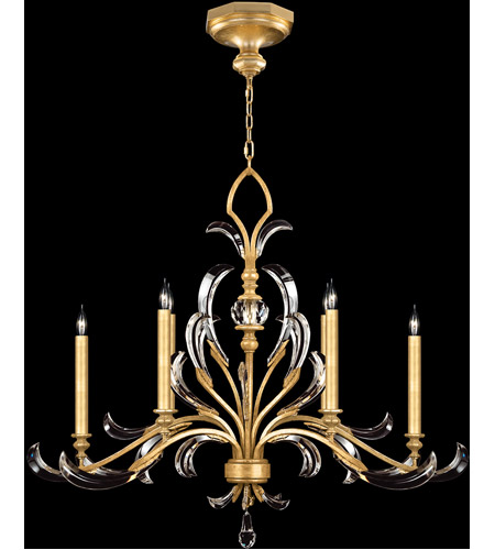 Fine Art 739240-SF3 Beveled Arcs 6 Light 44 inch Gold Leaf Chandelier Ceiling Light