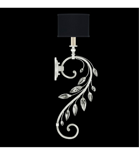 Fine Art 774650-SF42 Crystal Laurel 1 Light 8 inch Silver Leaf Sconce Wall Light in Black Fabric