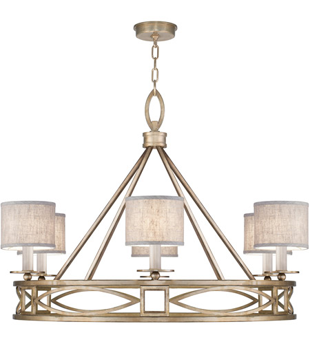 Fine Art 887640-31ST Cienfuegos 6 Light 40 inch Gold Chandelier Ceiling Light in Natural Greige Fabric