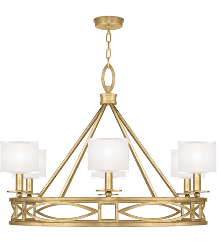 Fine Art 887640-SF31 Cienfuegos 6 Light 40 inch Gold Leaf Chandelier Ceiling Light in Laminated White Fabric photo
