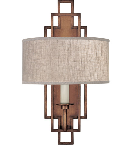 Fine Art 889350-11ST Cienfuegos 1 Light 14 inch Bronze Sconce Wall Light in Natural Greige Fabric