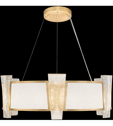Fine Art 890840-21ST Crownstone 12 Light 32 inch Gold Pendant Ceiling Light in White Textured Linen