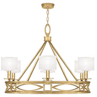 Fine Art 887640-SF31 Cienfuegos 6 Light 40 inch Gold Leaf Chandelier Ceiling Light in Laminated White Fabric thumb