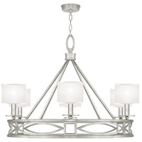Fine Art 887640-SF41 Cienfuegos 6 Light 40 inch Silver Leaf Chandelier Ceiling Light in White Fabric thumb