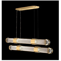 Fine Art 926240-31ST Bond LED 60 inch Gold Linear Pendant Ceiling Light in Diamond Blanket Studio Glass photo thumbnail