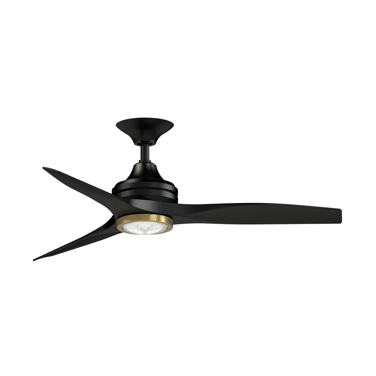 Fanimation FP6721BBL-48BL-LKBBS Spitfire 48 inch Black/Brushed Satin Brass with Black Blades Indoor/Outdoor Ceiling Fan, Kit