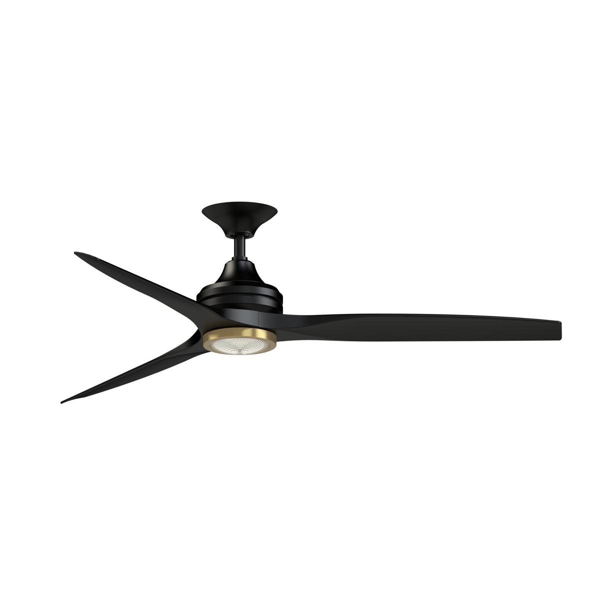 Fanimation FP6721BBL-60BL-LKBBS Spitfire 60 inch Black/Brushed Satin Brass with Black Blades Indoor/Outdoor Ceiling Fan, Kit