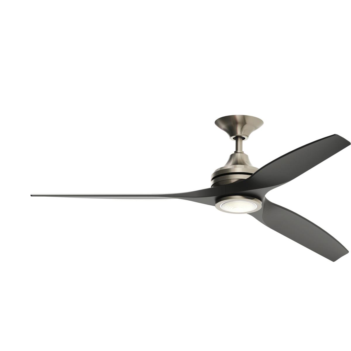 Fanimation FP6721BBN-60BL-LK Spitfire 60 inch Brushed Nickel with Black Blades Indoor/Outdoor Ceiling Fan in 3, 21, Kit