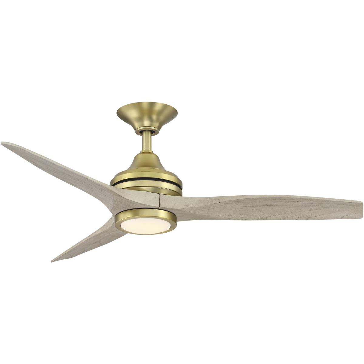 Fanimation FP6721BBS-48LO-LK Spitfire 48 inch Brushed Satin Brass with Light Oak Blades Indoor/Outdoor Ceiling Fan, Kit