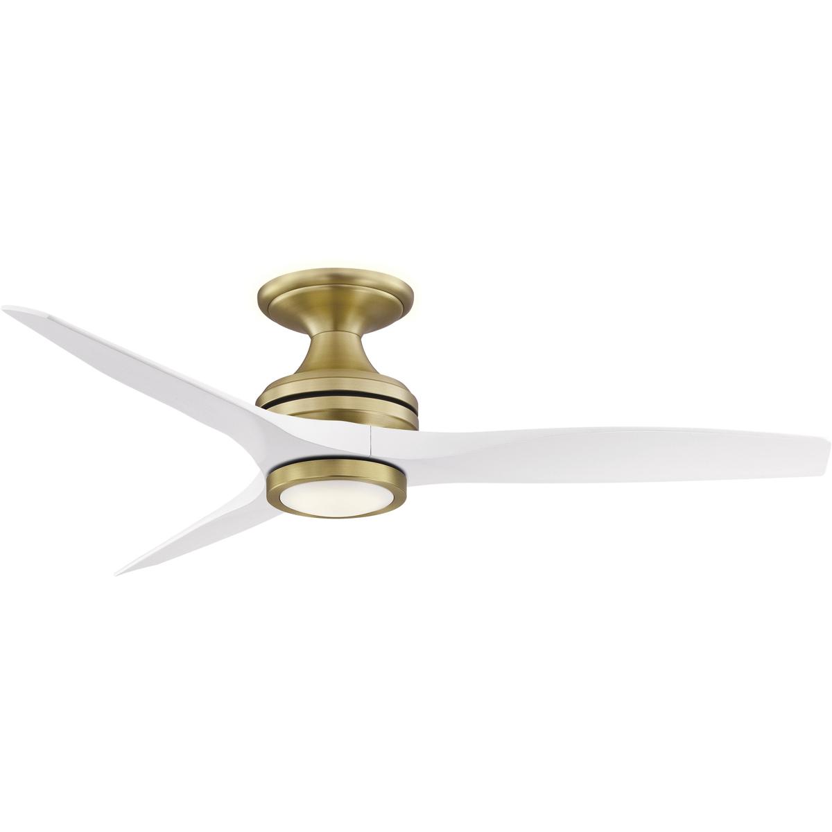 Fanimation FP6721BBS-48MW Spitfire 48 inch Brushed Satin Brass with Matte White Blades Indoor/Outdoor Ceiling Fan, Kit