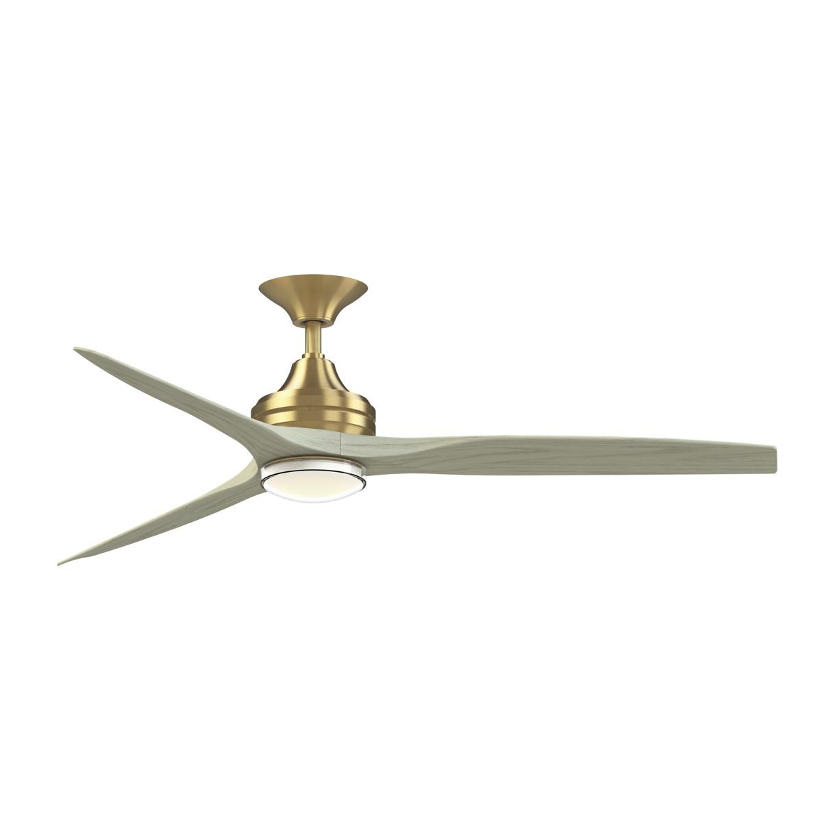 Fanimation FP6721BBS-60LO-LK Spitfire 60 inch Brushed Satin Brass with Light Oak Blades Indoor/Outdoor Ceiling Fan, Kit