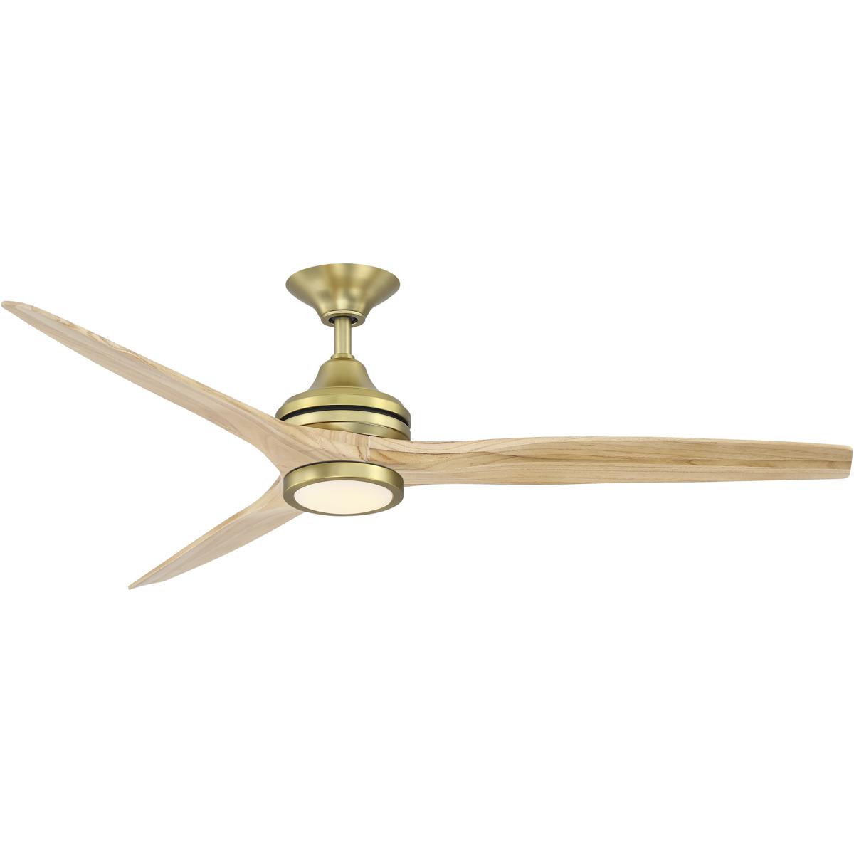Fanimation FP6721BBS-60N-LK Spitfire 60 inch Brushed Satin Brass with Natural Blades Indoor/Outdoor Ceiling Fan, Kit