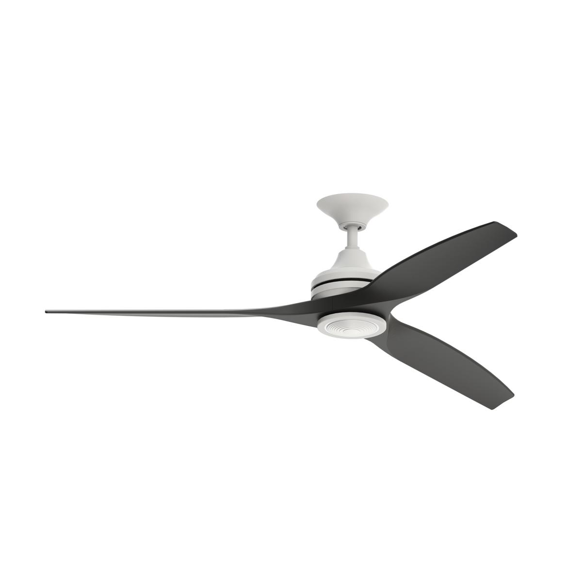 Fanimation FP6721BMW-60BL-LK Spitfire 60 inch Matte White with Black Blades Indoor/Outdoor Ceiling Fan, Kit