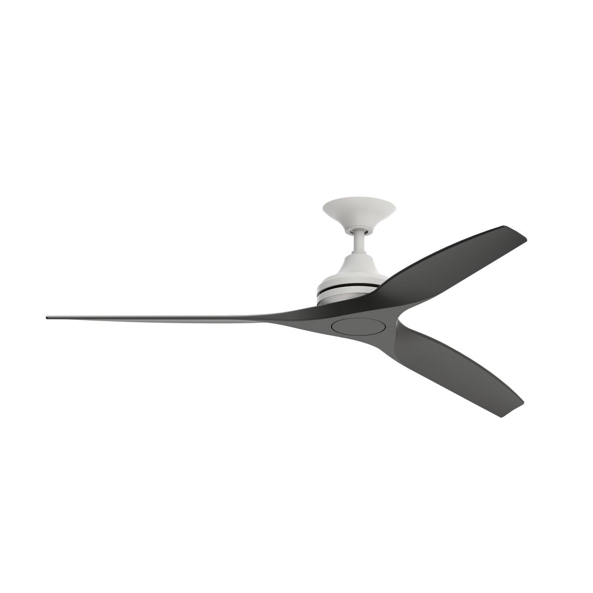 Fanimation FP6721BMW-60BL Spitfire 60 inch Matte White with Black Blades Indoor/Outdoor Ceiling Fan, Kit