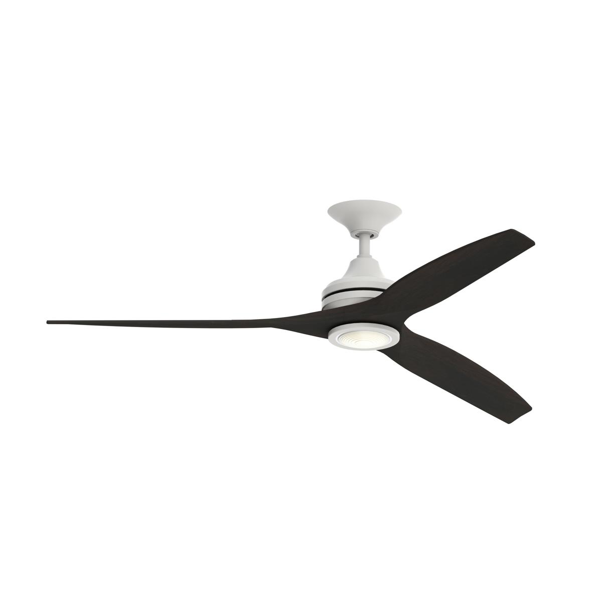 Fanimation FP6721BMW-60DWA-LK Spitfire 60 inch Matte White with Dark Walnut Blades Indoor/Outdoor Ceiling Fan, Kit