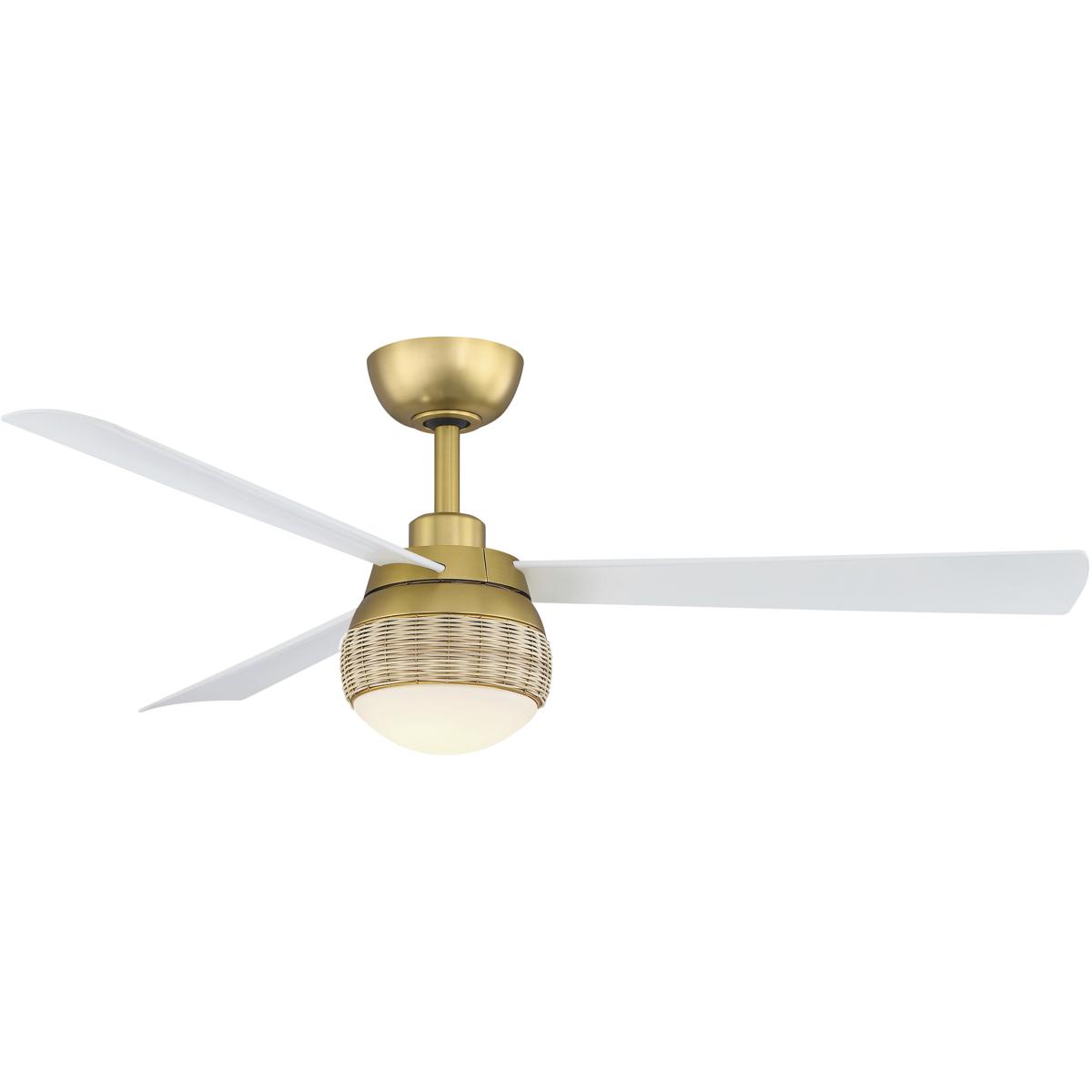 Fanimation FP6837BSMW Paget 52 inch Brushed Satin Brass with Matte White Blades Ceiling Fan