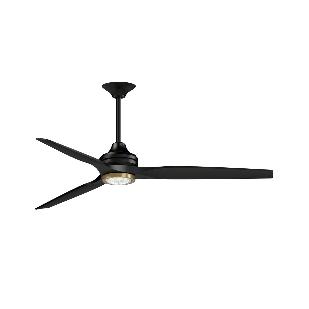 Fanimation FPD6721BBL-64BL-LKBBS Spitfire 64 inch Black/Brushed Satin Brass with Black Blades Indoor/Outdoor Smart Ceiling Fan in 14, Kit
