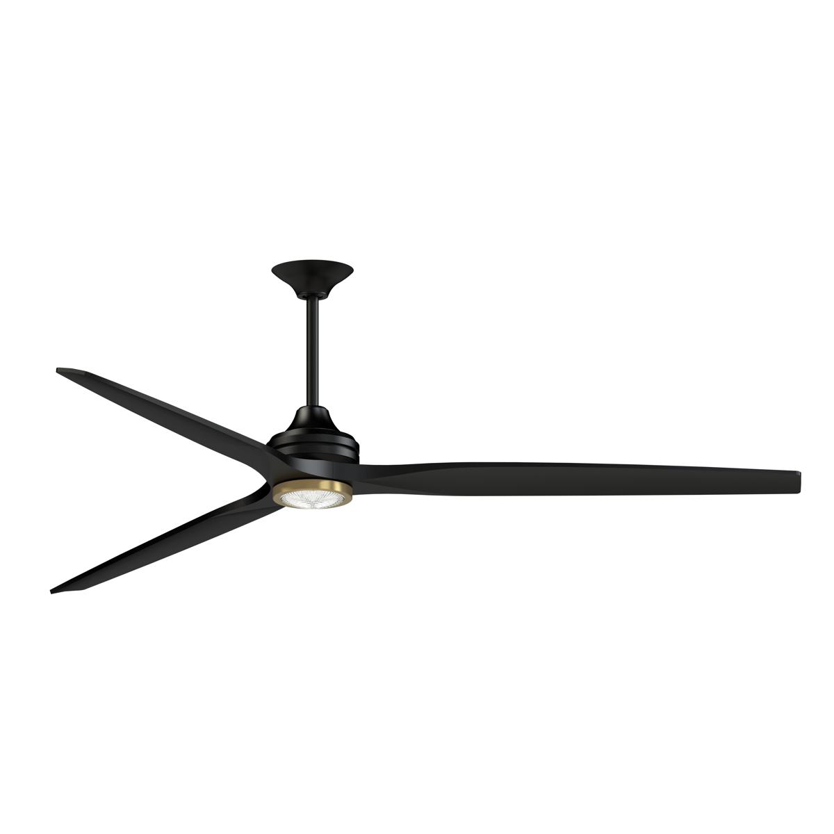 Fanimation FPD6721BBL-84BL-LKBBS Spitfire 84 inch Black/Brushed Satin Brass with Black Blades Indoor/Outdoor Smart Ceiling Fan in 14, Kit