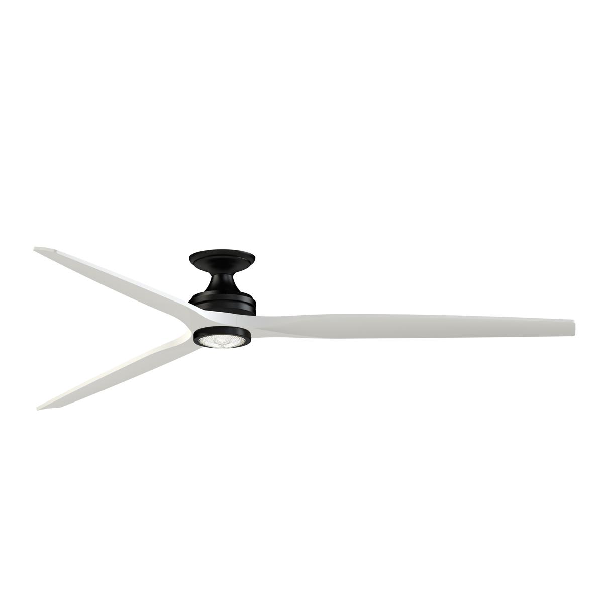 Fanimation FPD6721BBL-84MW-LK-F Spitfire 84 inch Black with Matte White Blades Indoor/Outdoor Smart Ceiling Fan in 14, Kit