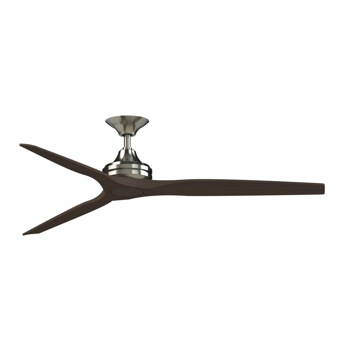 Fanimation FPD6721BBN-64DWA Spitfire 64 inch Brushed Nickel with Dark Walnut Blades Indoor/Outdoor Smart Ceiling Fan in 14, Kit