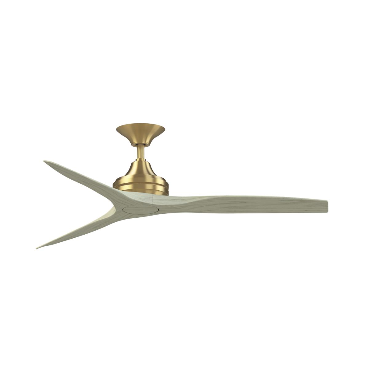 Fanimation FPD6721BBS-54LO Spitfire 54 inch Brushed Satin Brass with Light Oak Blades Indoor/Outdoor Smart Ceiling Fan in 21, Kit