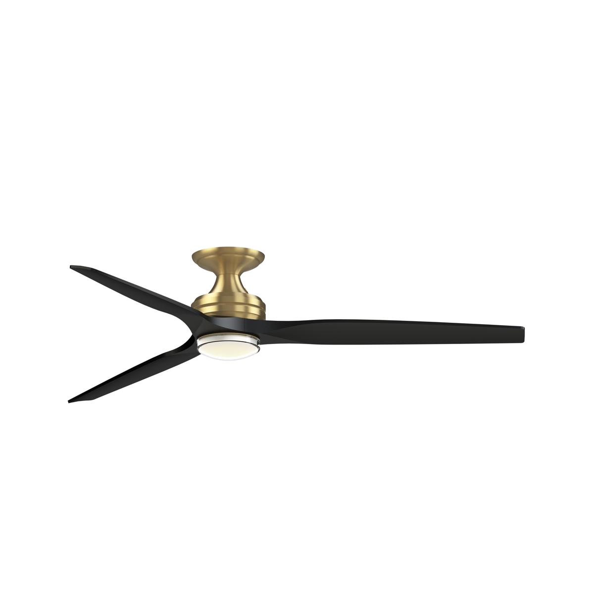 Fanimation FPD6721BBS-64BL Spitfire 64 inch Brushed Satin Brass with Black Blades Indoor/Outdoor Smart Ceiling Fan in 14, Kit