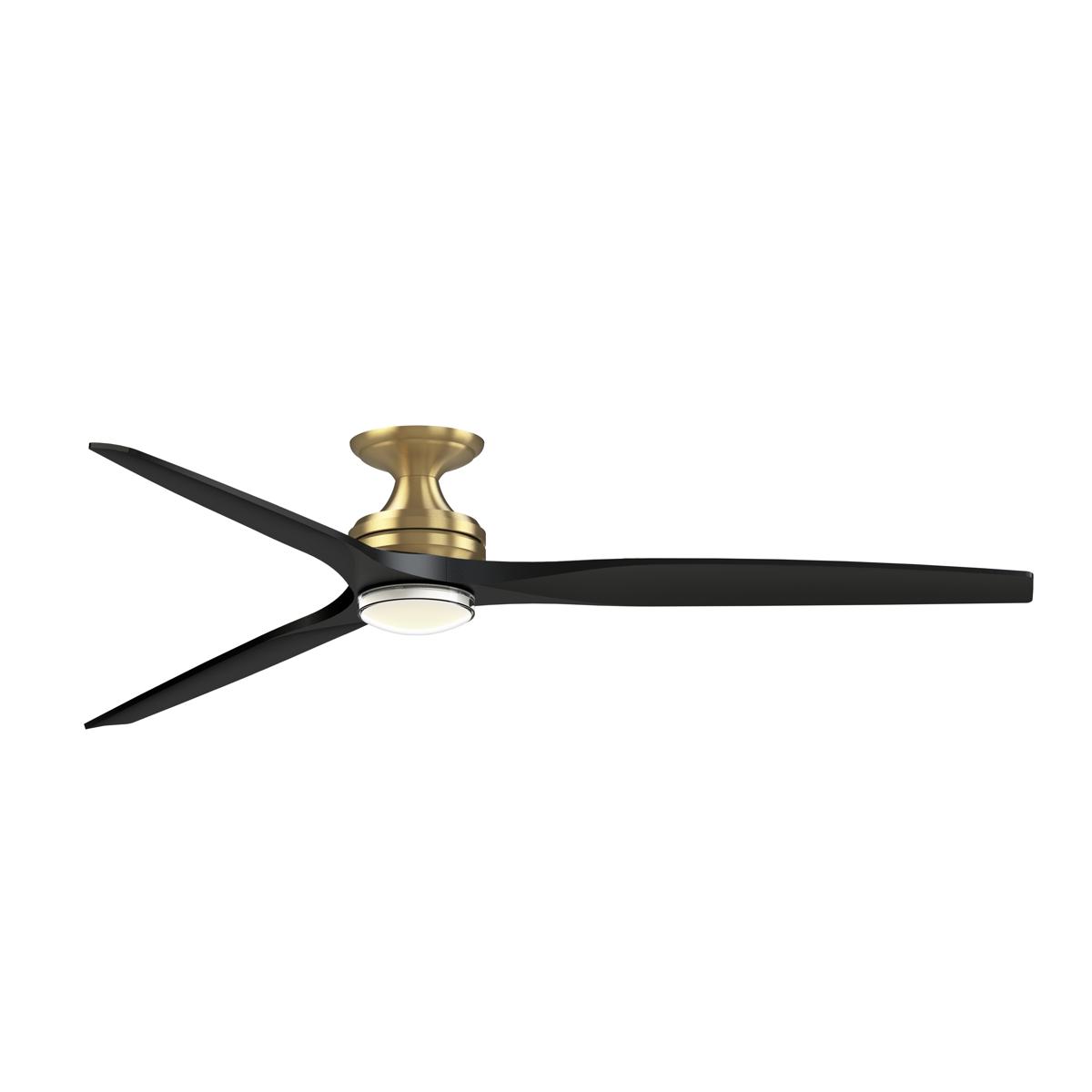 Fanimation FPD6721BBS-72BL Spitfire 72 inch Brushed Satin Brass with Black Blades Indoor/Outdoor Smart Ceiling Fan in 14, Kit