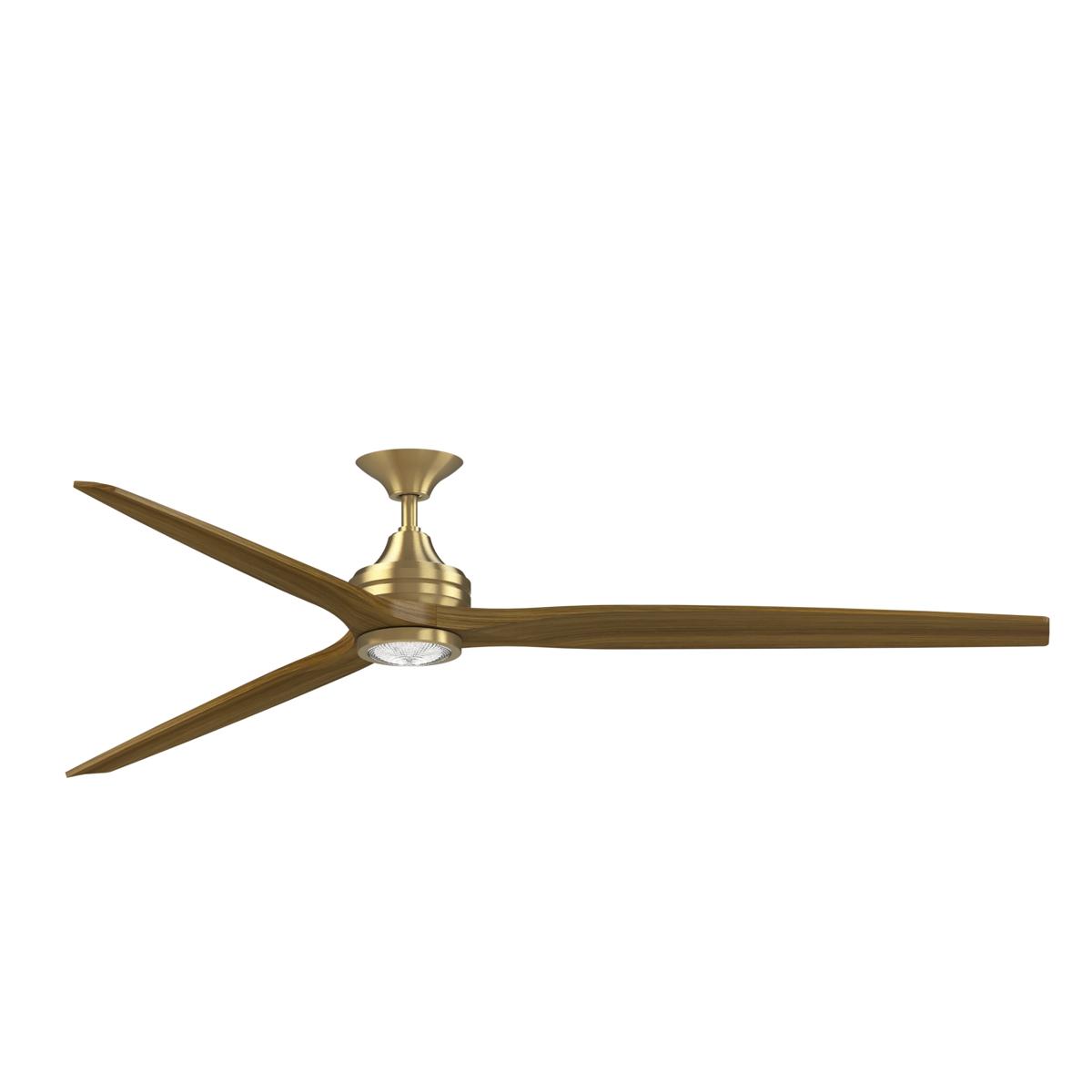 Fanimation FPD6721BBS-84K-LK Spitfire 84 inch Brushed Satin Brass with Koa Blades Indoor/Outdoor Smart Ceiling Fan in 14, Kit