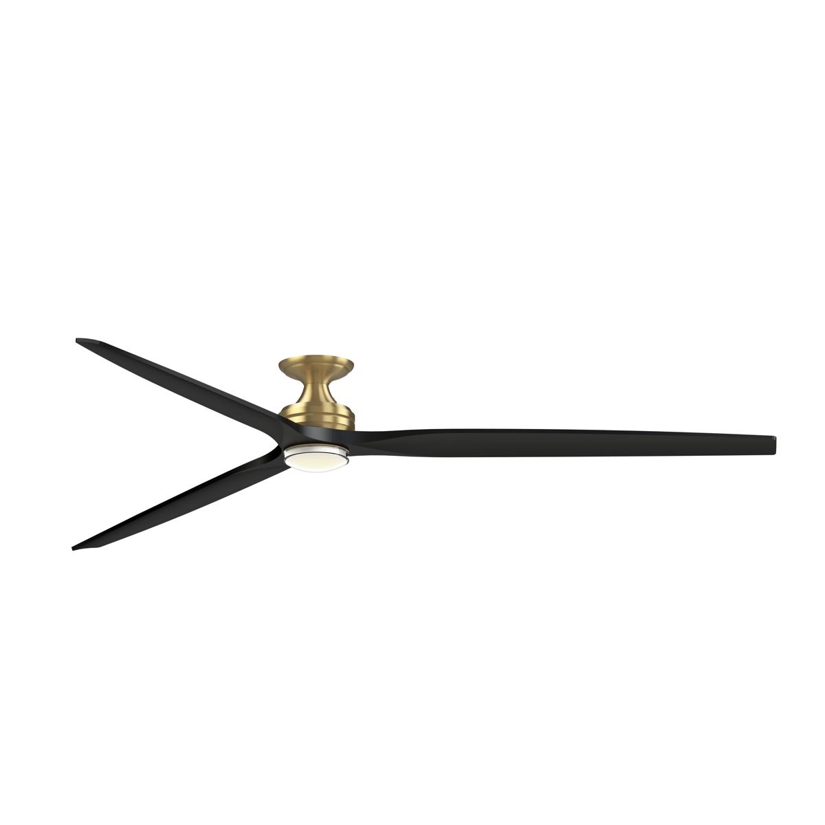 Fanimation FPD6721BBS-96BL Spitfire 96 inch Brushed Satin Brass with Black Blades Indoor/Outdoor Smart Ceiling Fan in 14, Kit