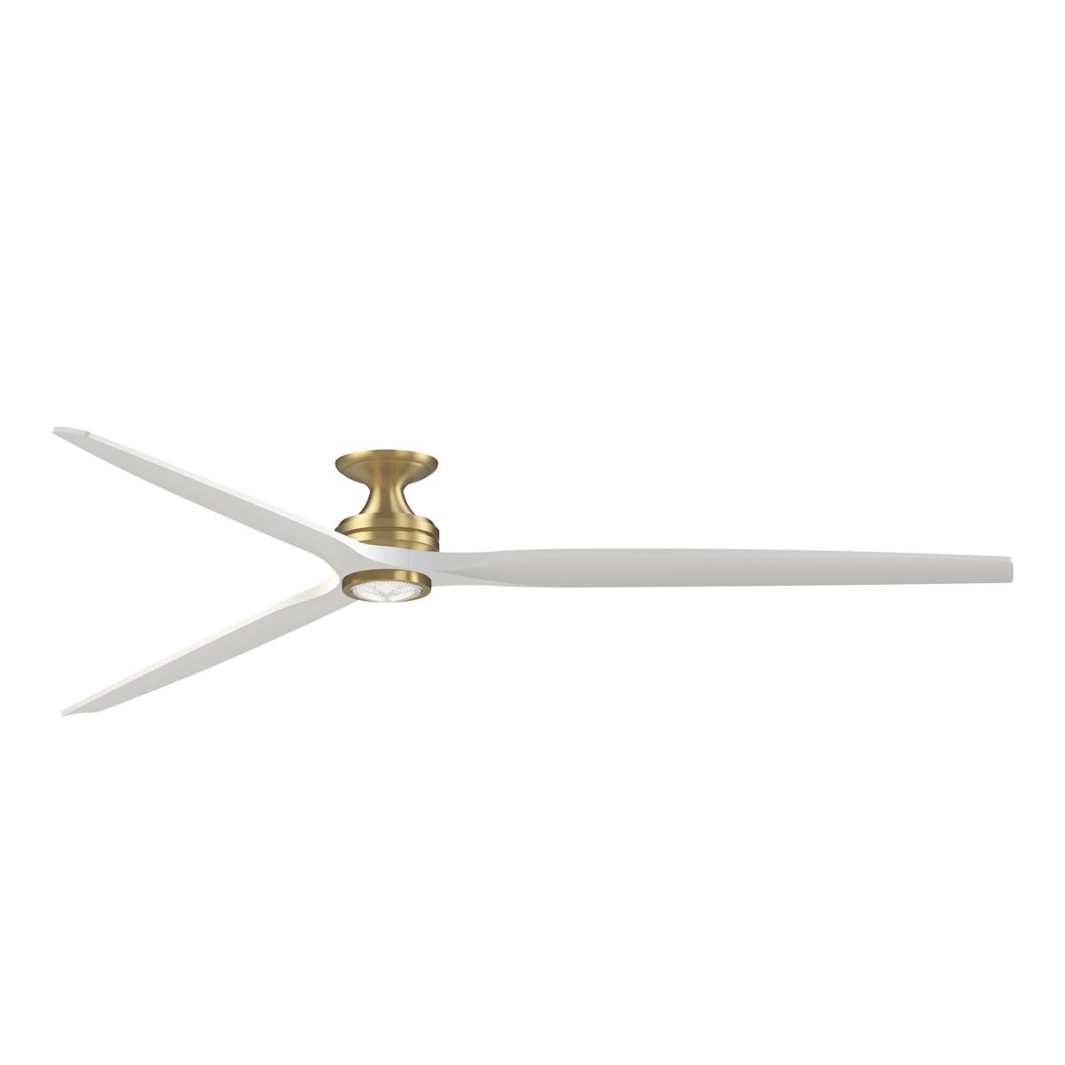 Fanimation FPD6721BBS-96MW Spitfire 96 inch Brushed Satin Brass with Matte White Blades Indoor/Outdoor Smart Ceiling Fan in 14, Kit
