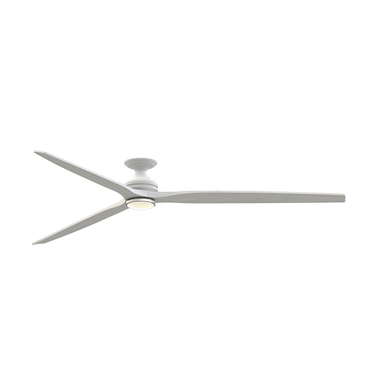 Fanimation FPD6721BMW-96WW Spitfire 96 inch Matte White with White Washed Blades Indoor/Outdoor Smart Ceiling Fan in 14, Kit