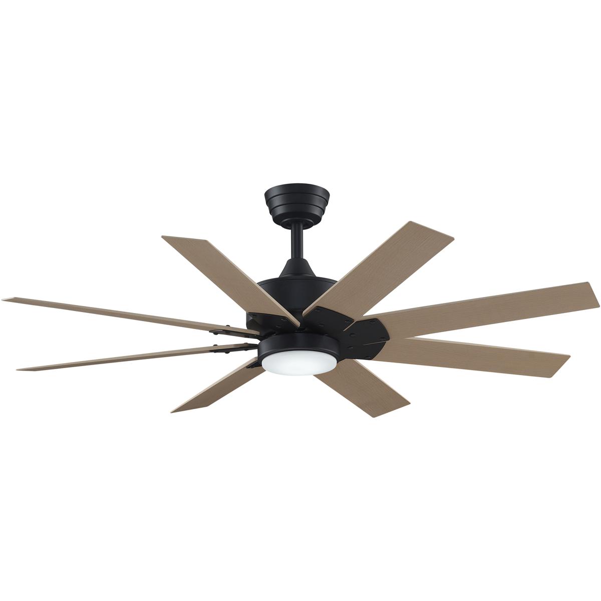 Fanimation FPD7912BBL-52N-LK Levon Custom 52 inch Black with Natural Blades Indoor/Outdoor Smart Ceiling Fan, Kit