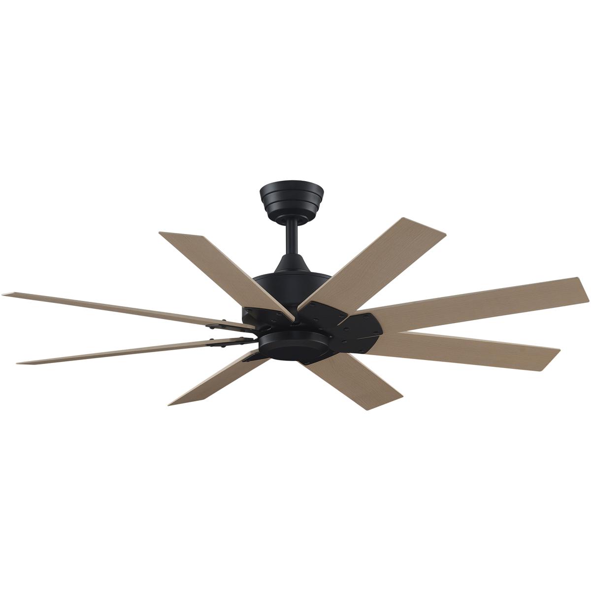 Fanimation FPD7912BBL-52N Levon Custom 52 inch Black with Natural Blades Indoor/Outdoor Smart Ceiling Fan in 14, 8, Kit
