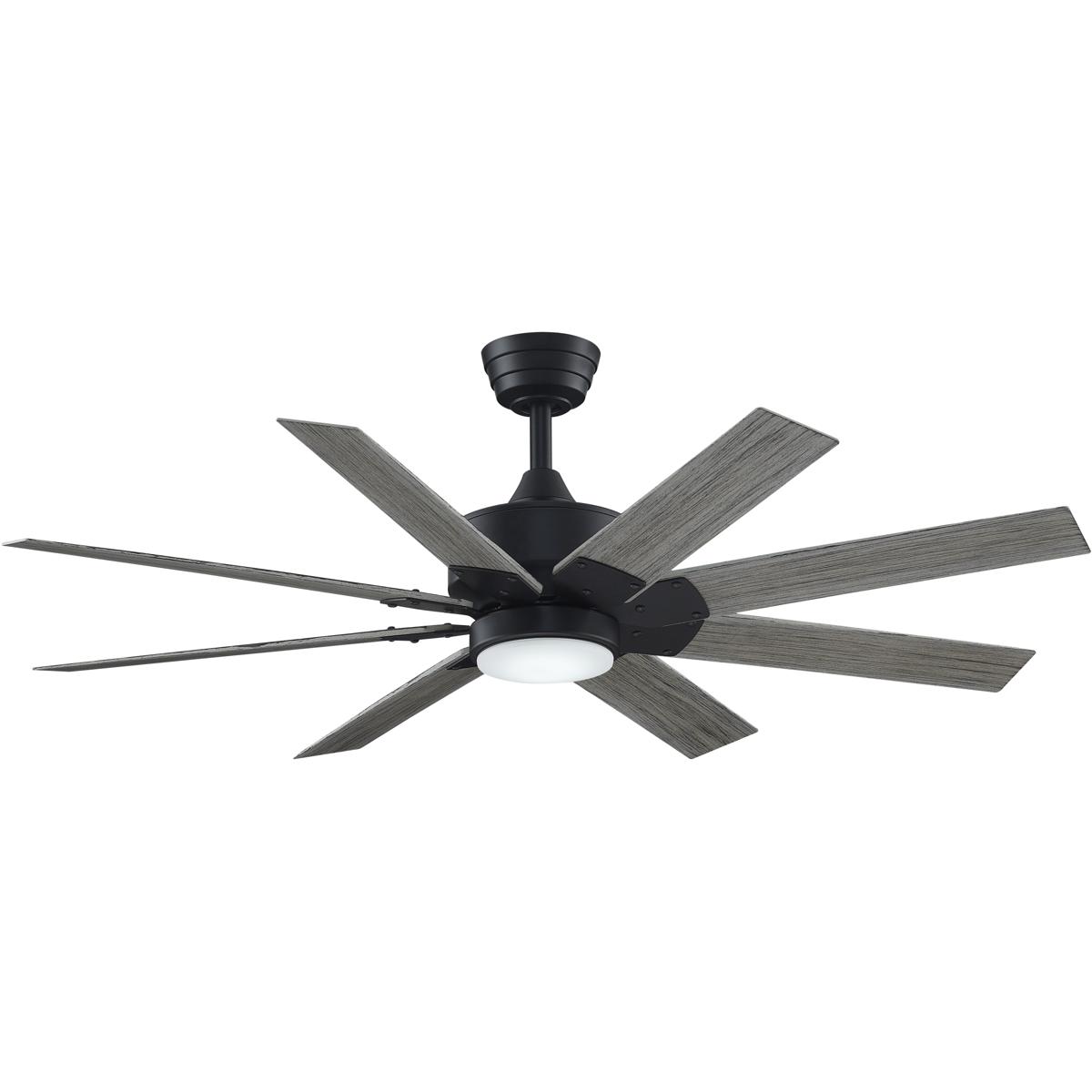 Fanimation FPD7912BBL-52WE-LK Levon Custom 52 inch Black with Weathered Wood Blades Indoor/Outdoor Smart Ceiling Fan, Kit