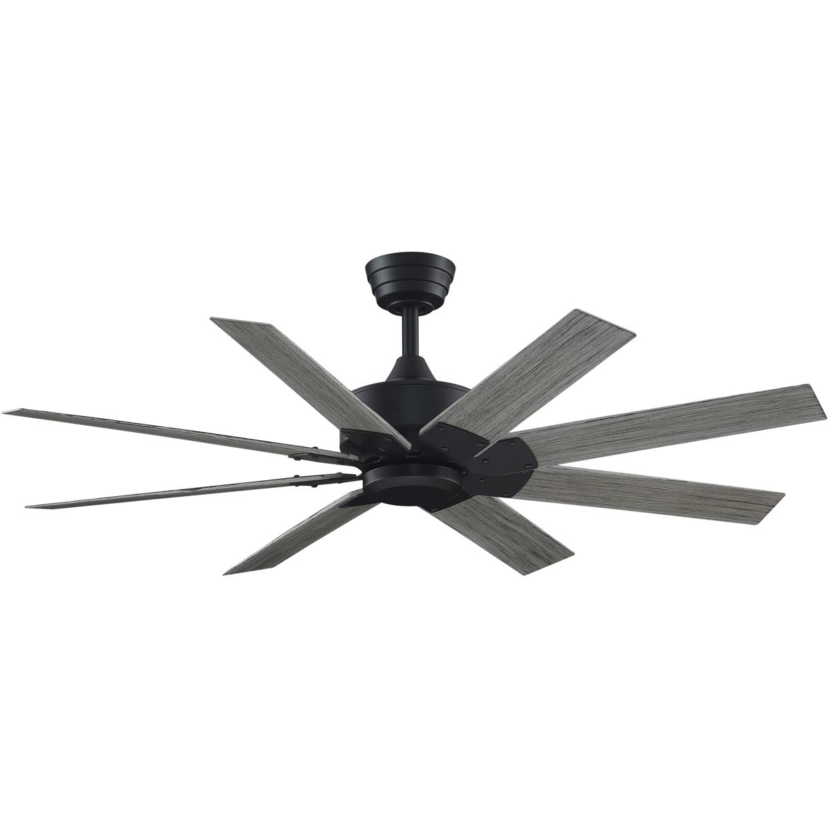 Fanimation FPD7912BBL-52WE Levon Custom 52 inch Black with Weathered Wood Blades Indoor/Outdoor Smart Ceiling Fan, Kit