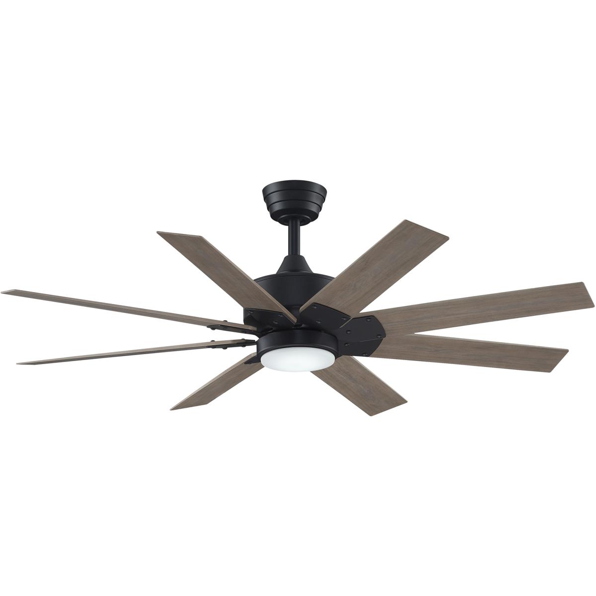 Fanimation FPD7912BBL-52WP-LK Levon Custom 52 inch Black with Washed Pine Blades Indoor/Outdoor Smart Ceiling Fan, Kit