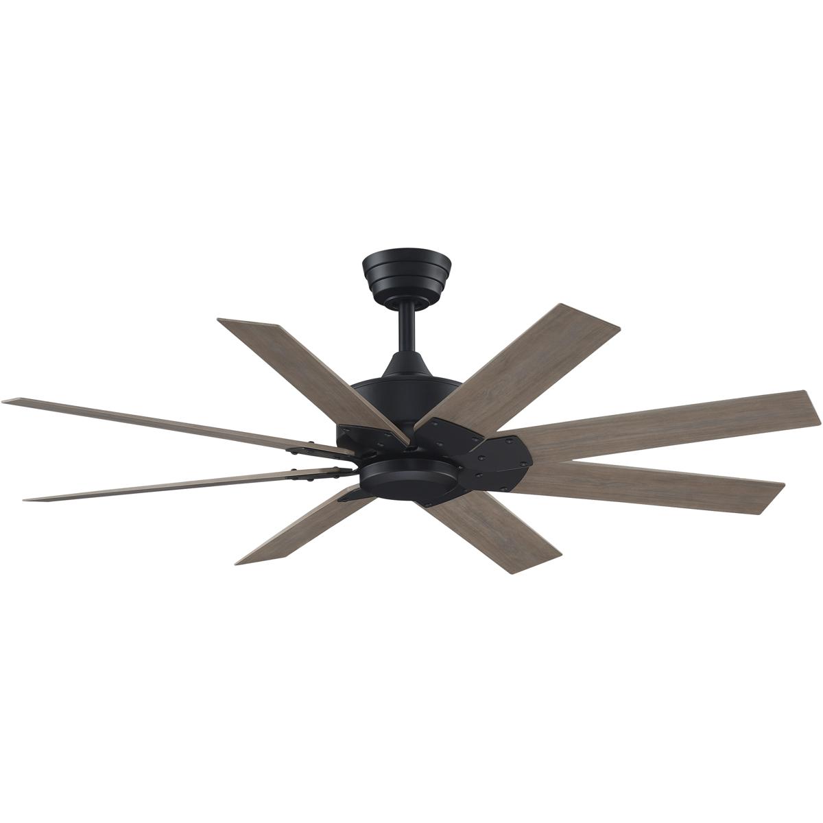 Fanimation FPD7912BBL-52WP Levon Custom 52 inch Black with Washed Pine Blades Indoor/Outdoor Smart Ceiling Fan, Kit