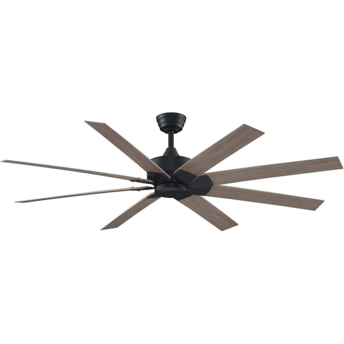 Fanimation FPD7912BBL-64WP Levon Custom 64 inch Black with Washed Pine Blades Indoor/Outdoor Smart Ceiling Fan, Kit
