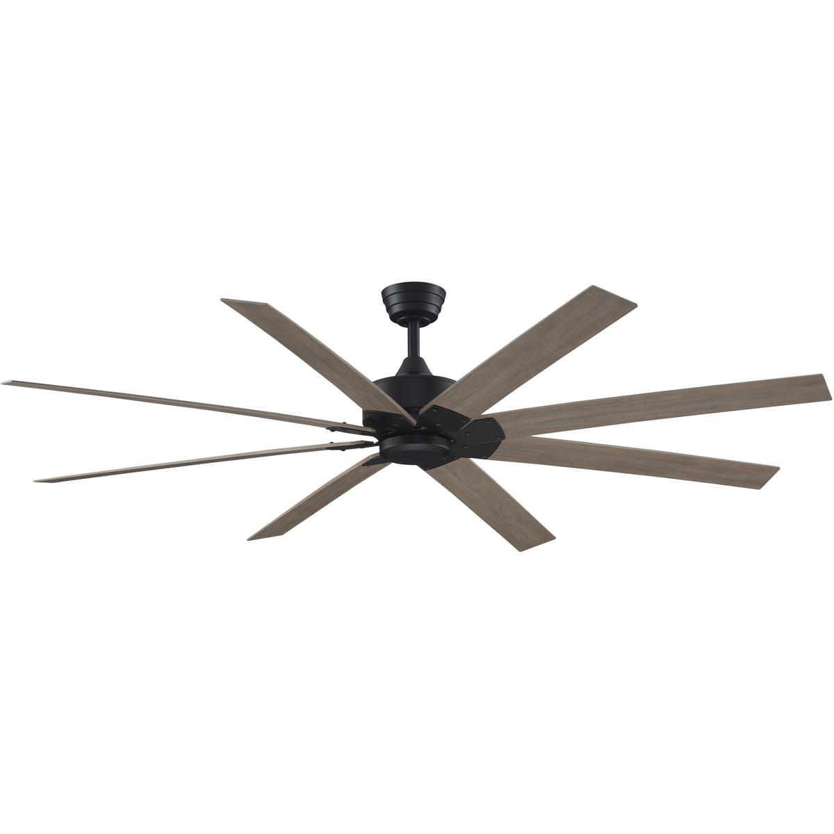 Fanimation FPD7912BBL-72WP Levon Custom 72 inch Black with Washed Pine Blades Indoor/Outdoor Smart Ceiling Fan, Kit
