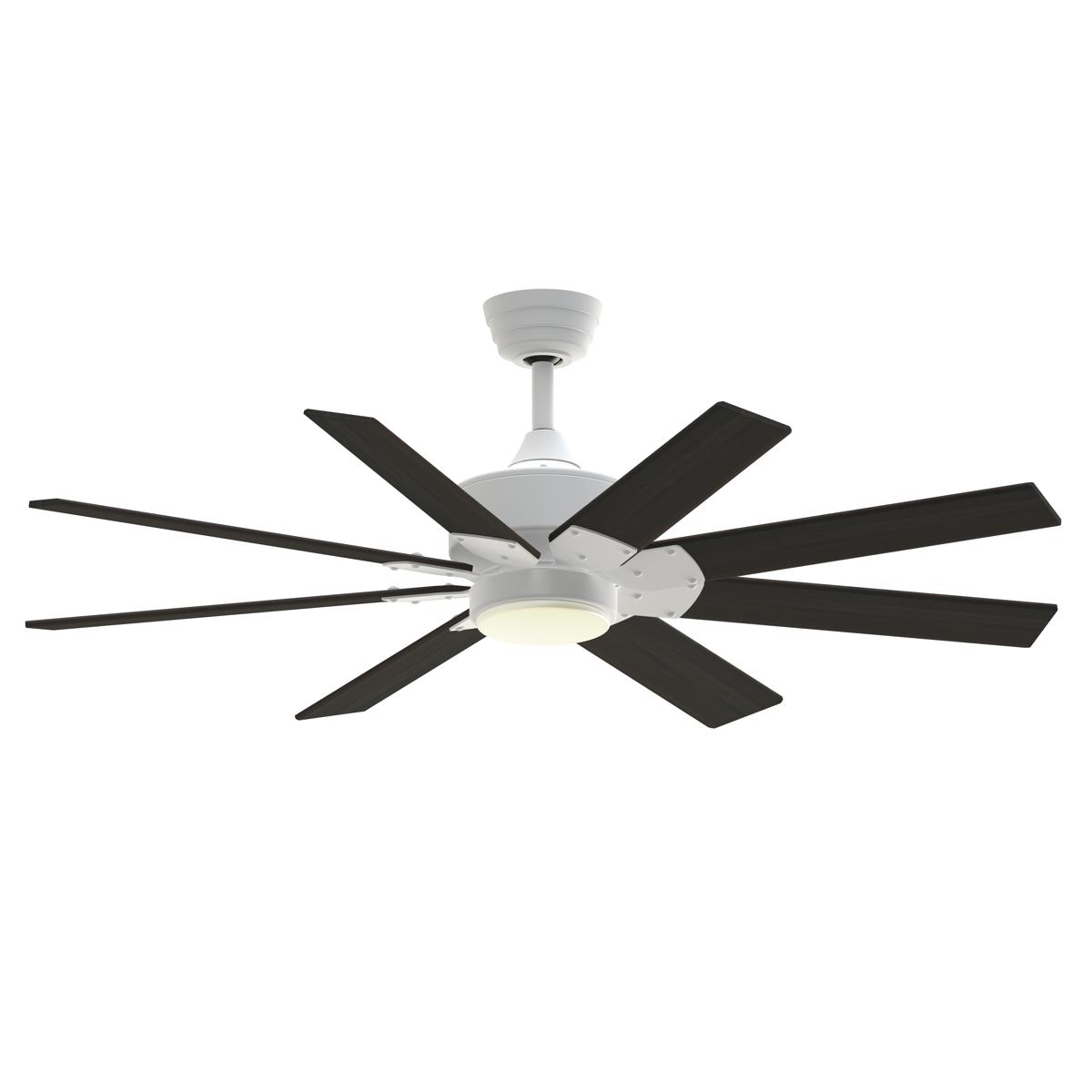 Fanimation FPD7912BMW-52DWA-LK Levon Custom 52 inch Matte White with Dark Walnut Blades Indoor/Outdoor Smart Ceiling Fan, Kit